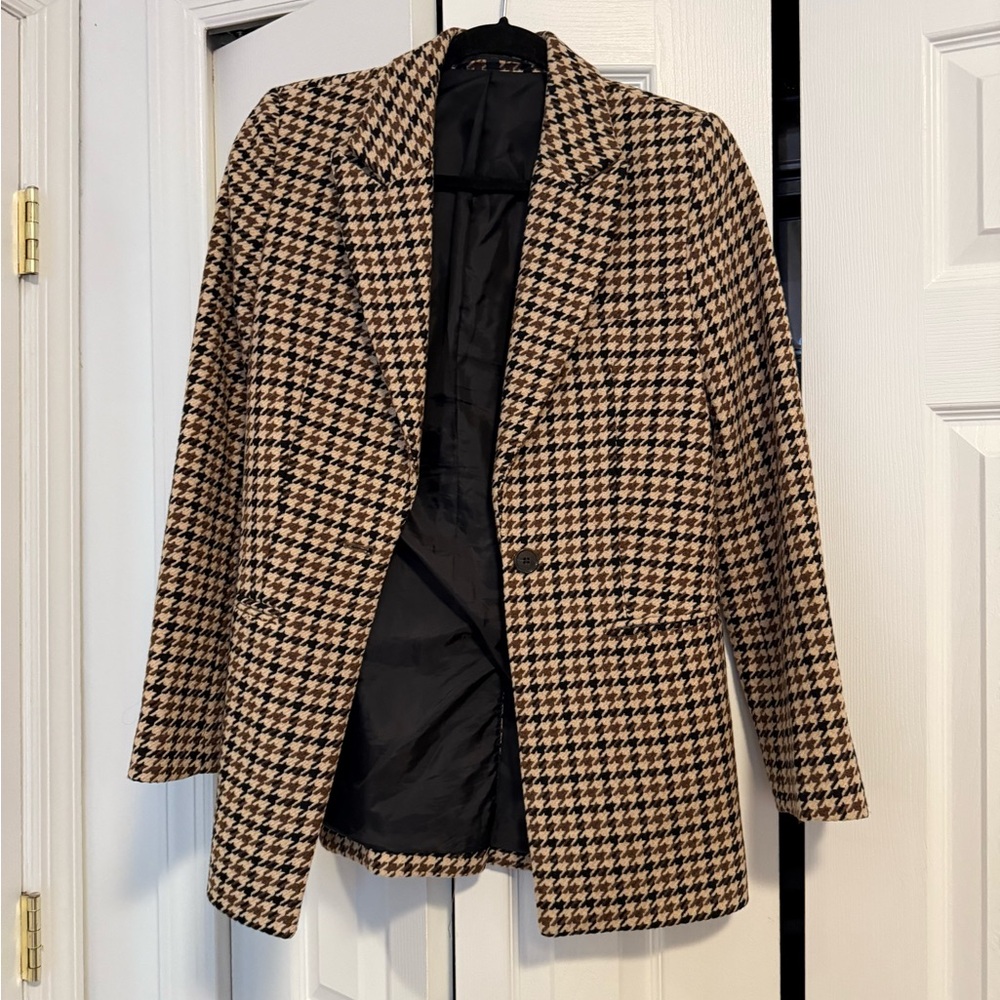 & Other Stories Houndstooth Blazer - Black and Brown - Picture 2 of 4